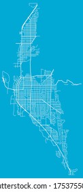 Urban city vector map of La Crosse, Wisconsin, United States, downtown and suburbs, street transportation network