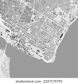 Mapa vectorial de la ciudad urbana de Maputo, Mozambique. Ilustración vectorial, Maputo mapa afiche de arte blanco y negro a escala de grises. Imagen de hoja de ruta con carreteras, vista del área metropolitana de la ciudad.