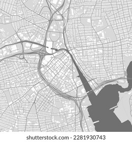 Urban city vector map of Providence, Rhode Island. Vector illustration, Providence map grayscale black and white art poster. Road map image with roads, metropolitan city area view.