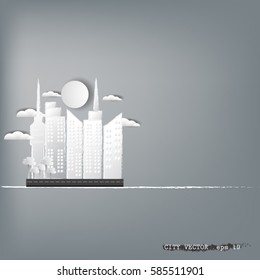 urban city White and gray color technology modern futuristic city concept Abstract background, vector illustration