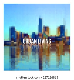 Urban cityscape abstract background with pixels