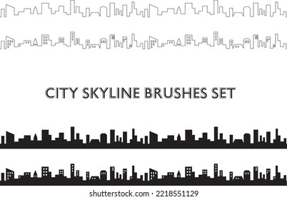 Urban cityscape line Illustrator brush set