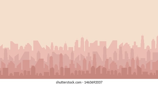 Urban Cityscape. Modern Skyline panorama flat style. Different buildings, skyscrapers, office center. Vector illustration