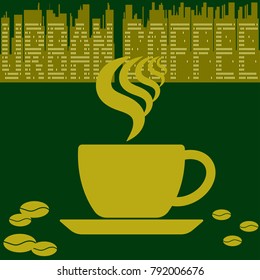 Urban coffee poster. Vector coffee poster for a city bar.