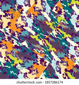 Urban colorful abstract pattern with hand drawn wave shapes. Seamless backdrop