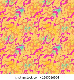  Urban colorful abstract pattern with hand drawn wave shapes. Seamless backdrop