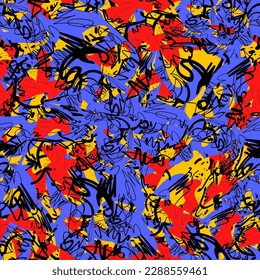 Patrón abstracto de color urbano sin fisuras con formas y líneas caóticas