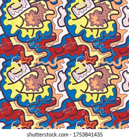 Urban colorful seamless backdrop with hand draw abstract pattern. 