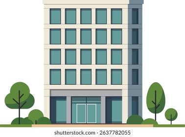 Urban Commercial Building Surrounded by Trees – Eco-Friendly City Design by elgrafto