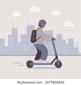 Urban Commuter on Electric Scooter