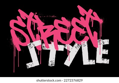 Urban cool typografische Slogan-Druck mit Tape-Illustration und Graffiti-Text für grafisches T-Shirt oder Sweatshirt-Hoodie - Vektorgrafik 