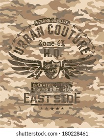 Urban couture - Artwork for urban wear in military style, camouflage background seamless pattern.