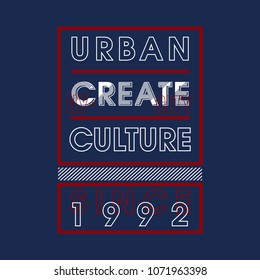 urban create typography graphic t shirt design, vector illustration elegant element artistic image