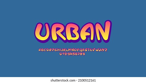 Urban cursive font, handwritten script alphabet, calligraphy cursive street typeface, hand drawn typeface in graffiti style, vector illustration 10EPS