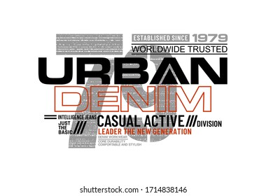 Urban denim stylish typography slogan for t-shirt. Leader The New Generation. Abstract design with the grunge and denim style. Vector print, typography, poster. Global swatches.