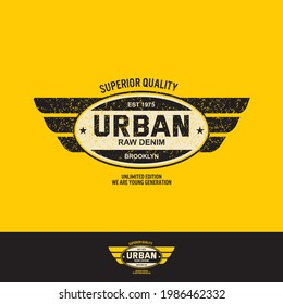 urban denim typography t shirt design, vector illustration,etc.
