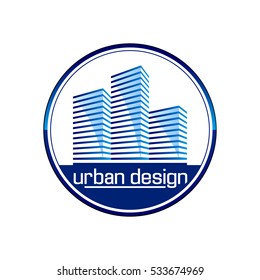 urban design logo logotype building construction house blue company