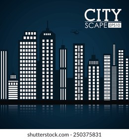 Urban design over black background, vector illustration.