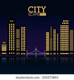 Urban design over black background, vector illustration.