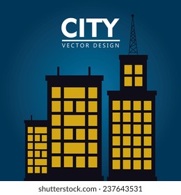 Urban design over blue background, vector illustration.