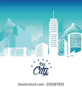 Urban design over blue background, vector illustration.