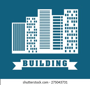 Urban design over blue background, vector illustration.