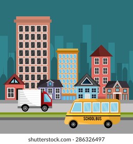 Urban design over cityscape background, vector illustration.