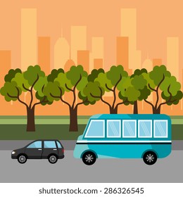 Urban design over cityscape background, vector illustration.