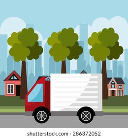 Urban design over cityscape background, vector illustration.