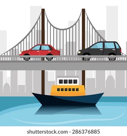 Urban design over cityscape background, vector illustration.