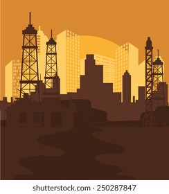 Urban design over orange background, vector illustration.
