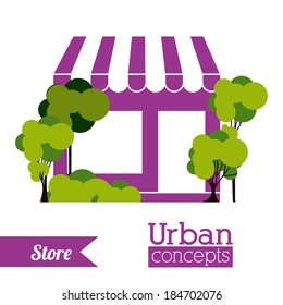 Urban design over white background, vector illustration