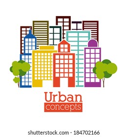 Urban design over white background, vector illustration