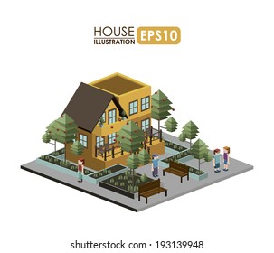 Urban design over white background, vector illustration