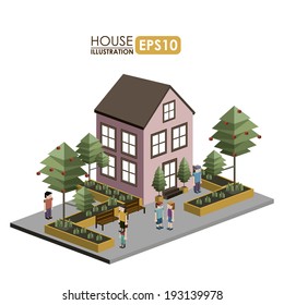 Urban design over white background, vector illustration