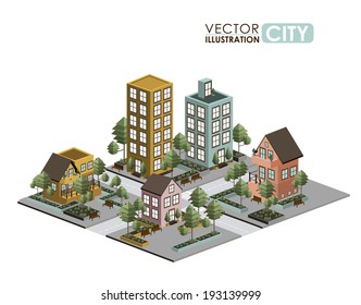 Urban design over white background, vector illustration