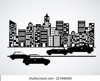 Urban design over white background, vector illustration