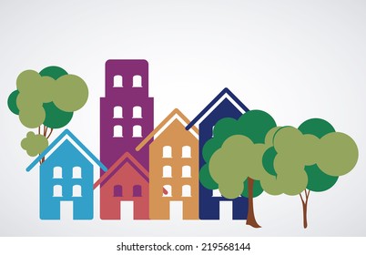 Urban design over white background, vector illustration