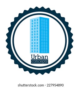 Urban design over white background, vector illustration