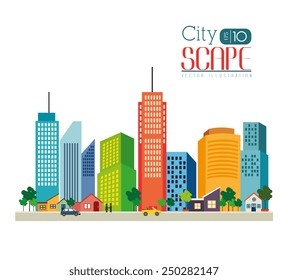 Urban design over white background, vector illustration.