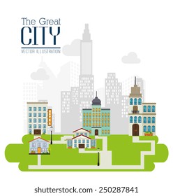 Urban design over white background, vector illustration.