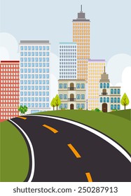 Urban design over white background, vector illustration.