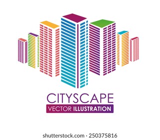 Urban design over white background, vector illustration.