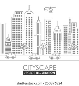 Urban design over white background, vector illustration.