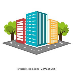 Urban design over white background, vector illustration.