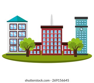 Urban design over white background, vector illustration.