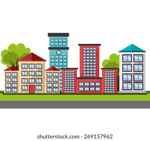 Urban design over white background, vector illustration.