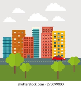 Urban design over white background, vector illustration.