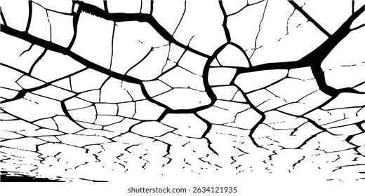 Urban Destruction Texture with Cracked Surface and Weathered Finish – Grunge Element Isolated on White for Creative Visual Projects