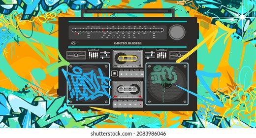 Banner de estilo de arte urbano retro detallado urbano de Graffiti Blaster Hip Hop